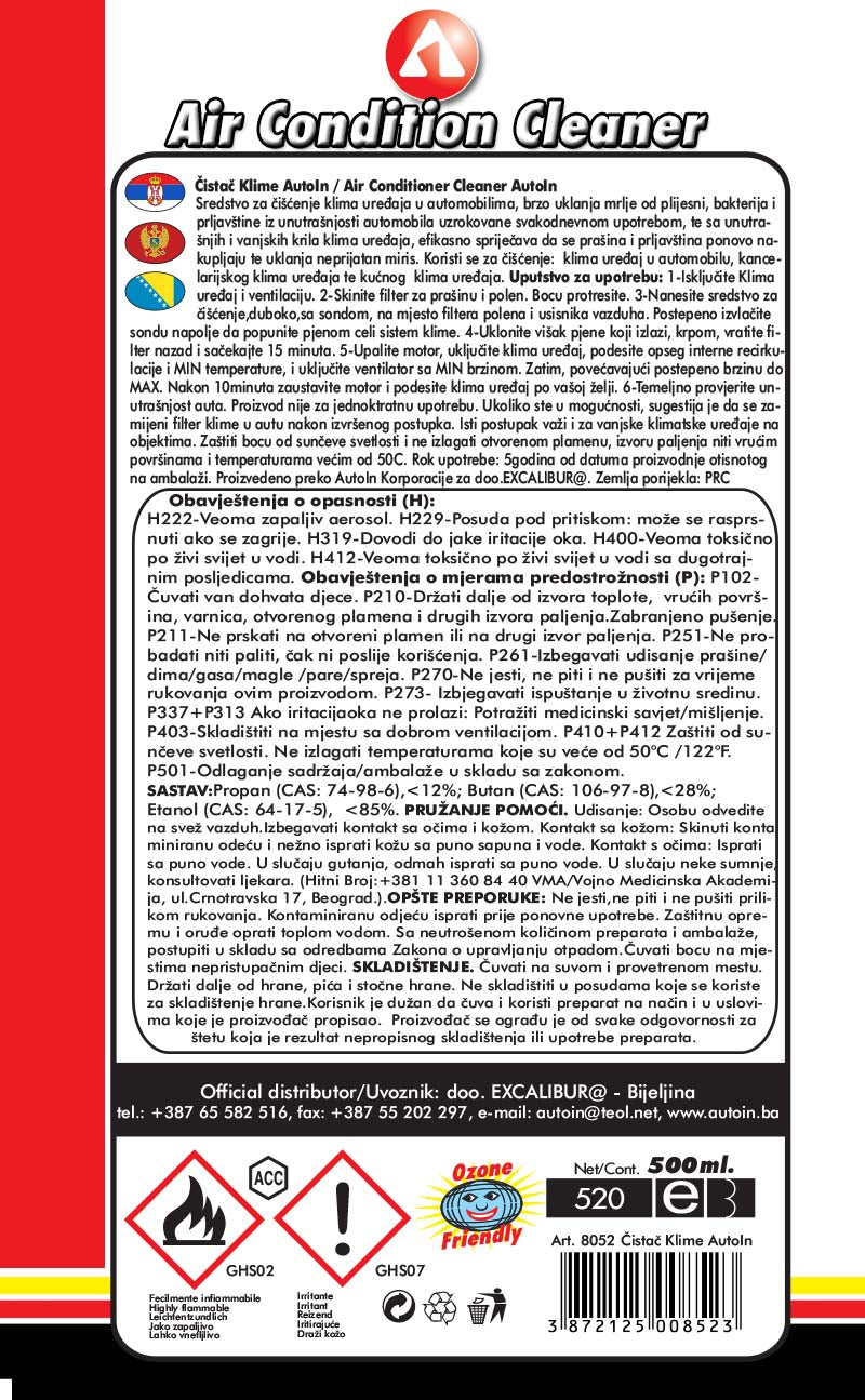 Čistač Klime 500ml 8052